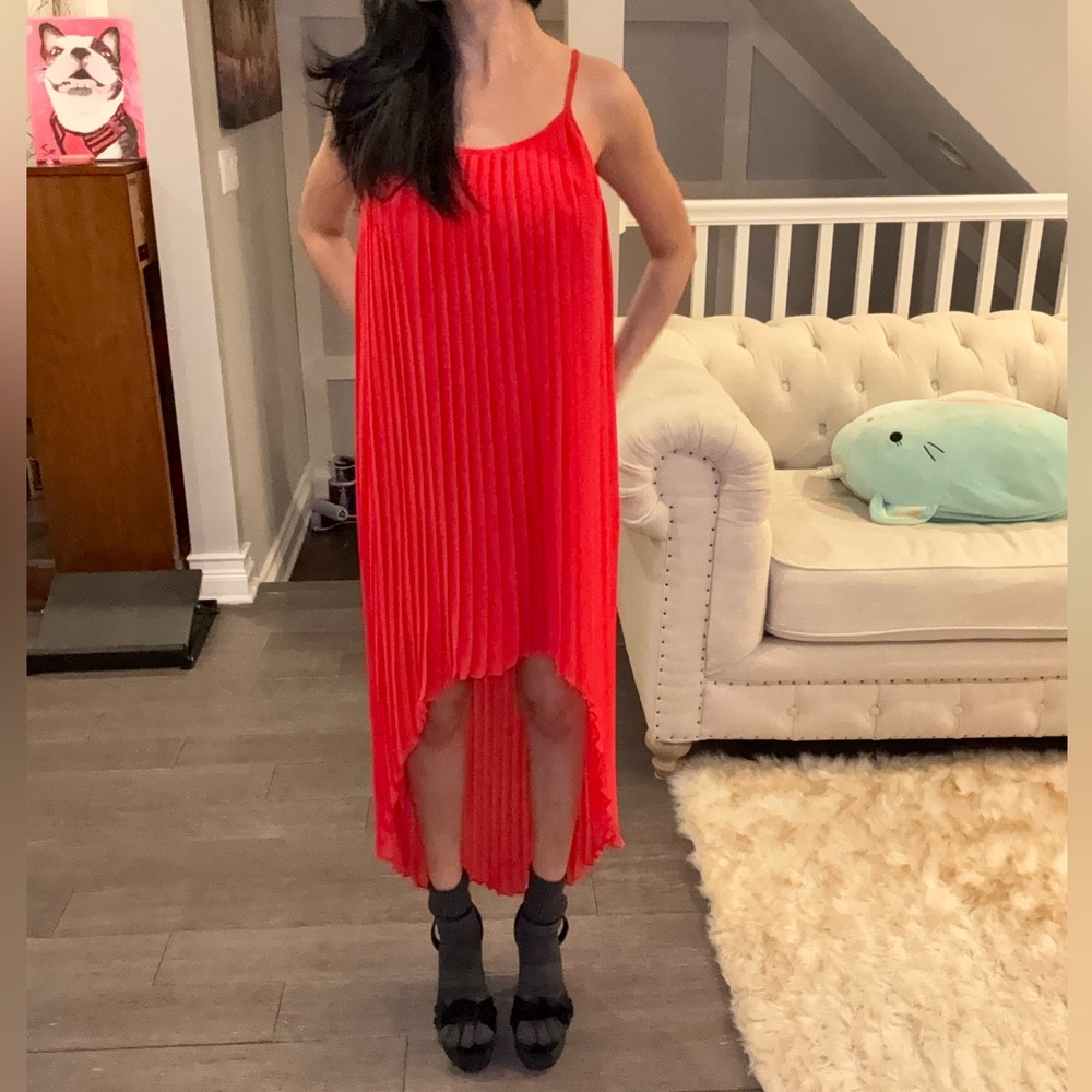 bebe Red Pleated Dress